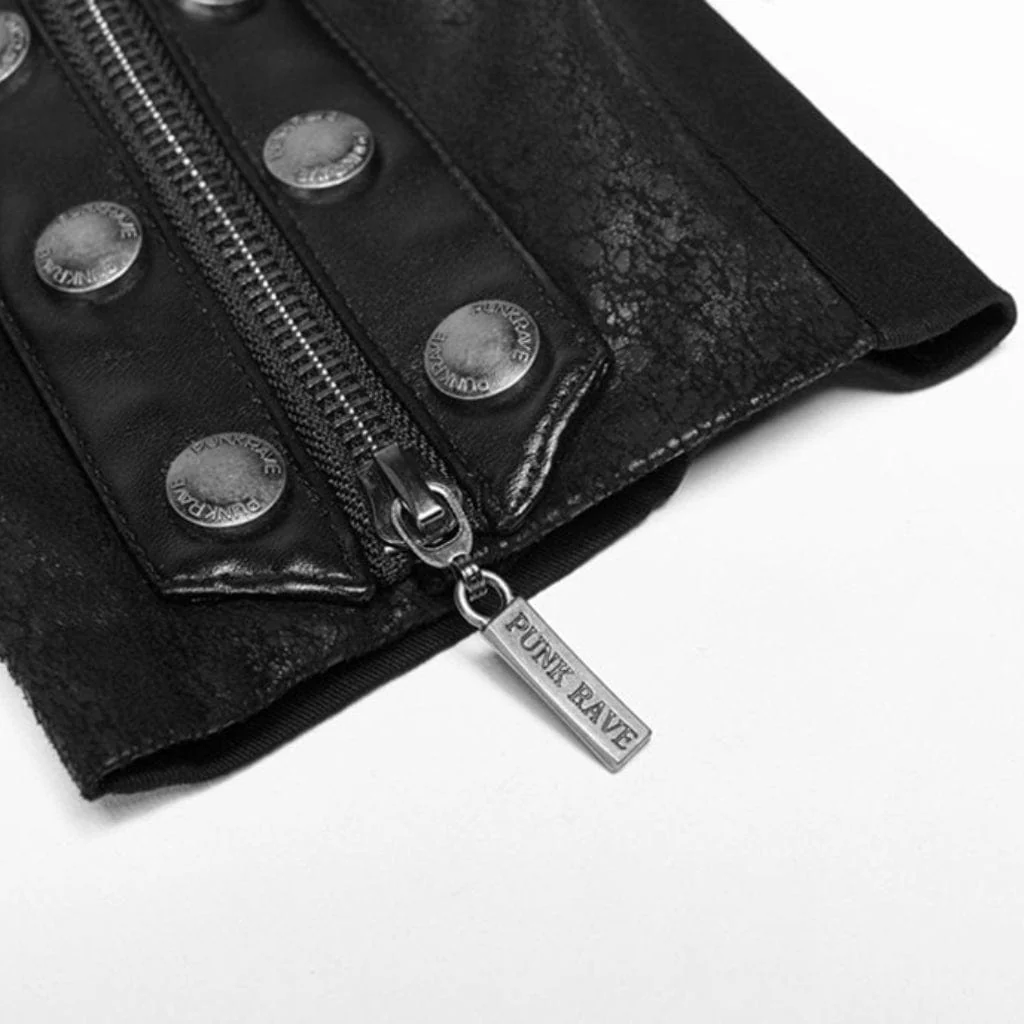 Women's Punk Studded Faux Leather Zipper Jacket Black - Image 8