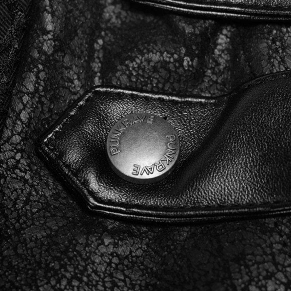 Women's Punk Studded Faux Leather Zipper Jacket Black - Image 9