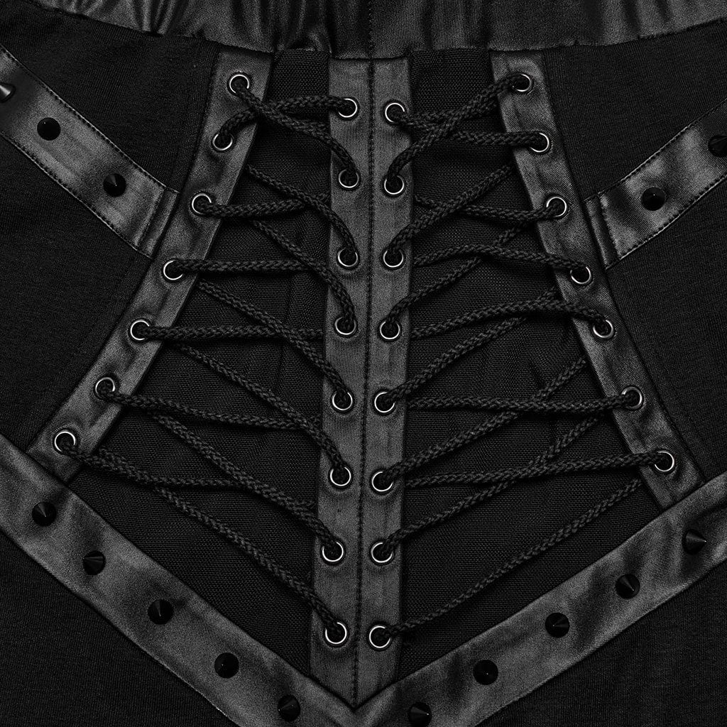 Women's Punk Studded Lace-up Fishtail Skirt Black - Image 6