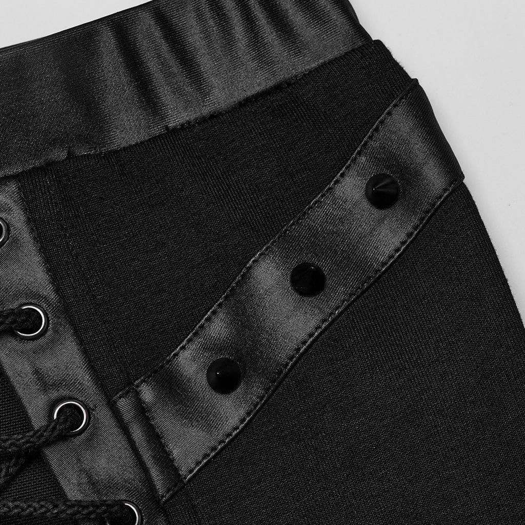 Women's Punk Studded Lace-up Fishtail Skirt Black - Image 7