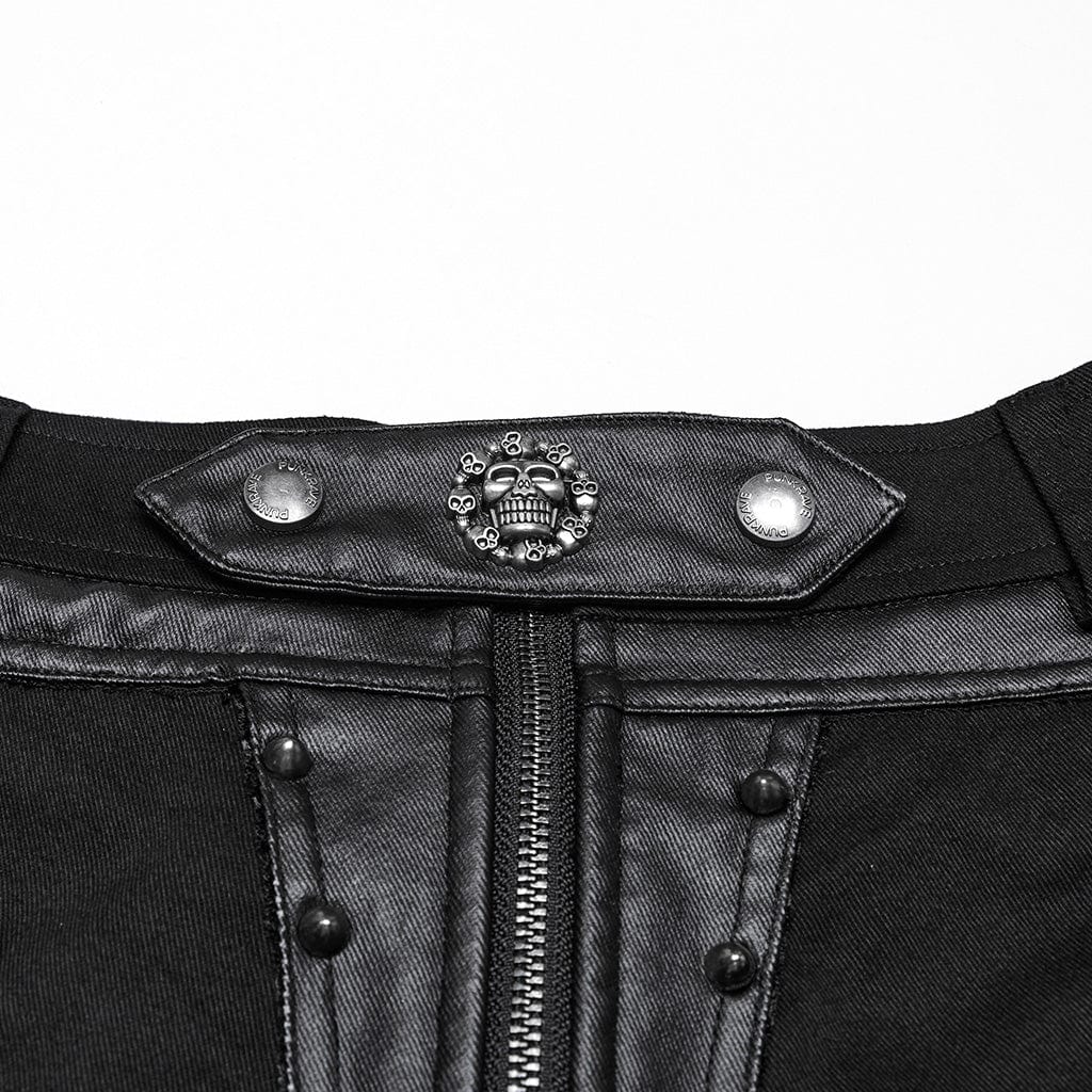 Women's Punk Studded Mesh Splice Shorts - Image 6