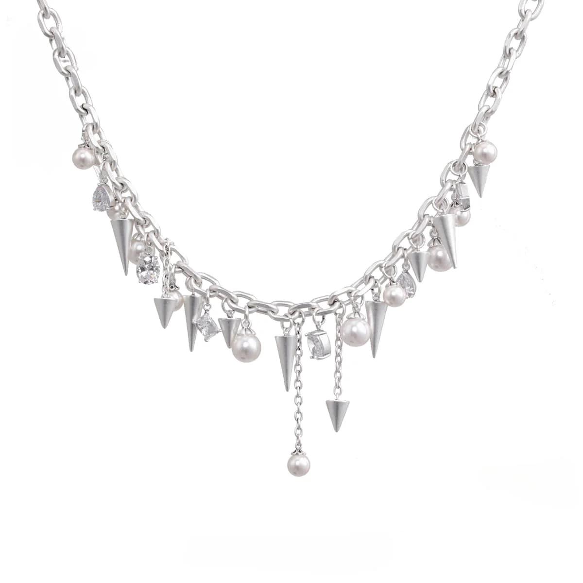 Women's Punk Studded Pearl Necklace - Image 6