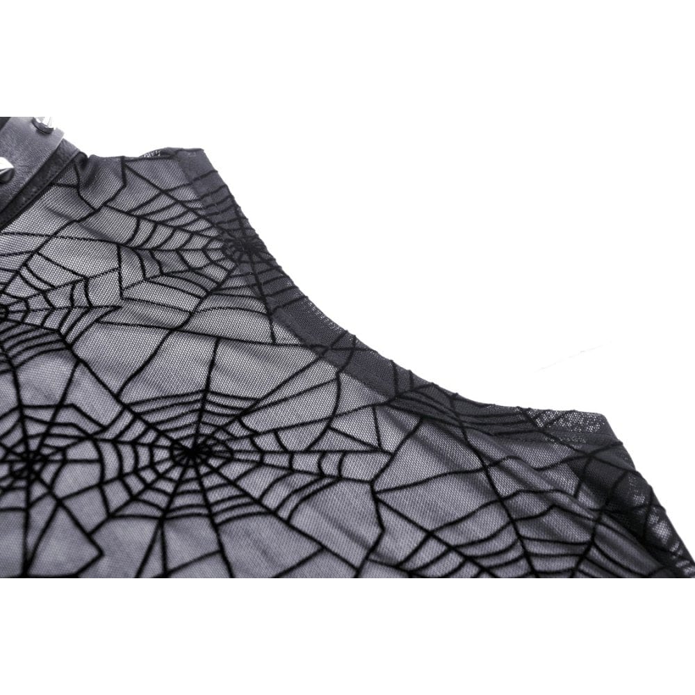 Women's Punk Studded Spider Mesh Top - Image 16