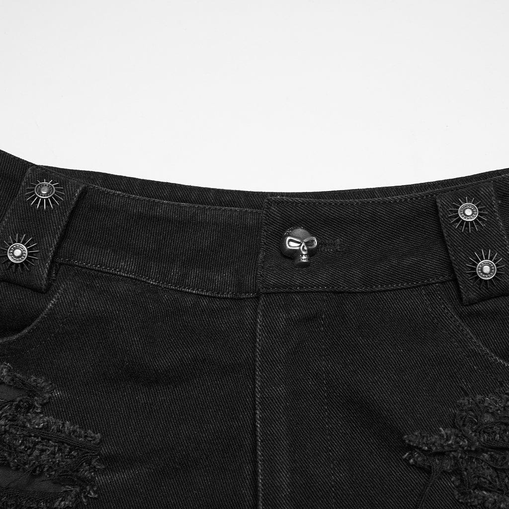 Women's Punk Tattered Shorts with detachable Leg bag - Image 6