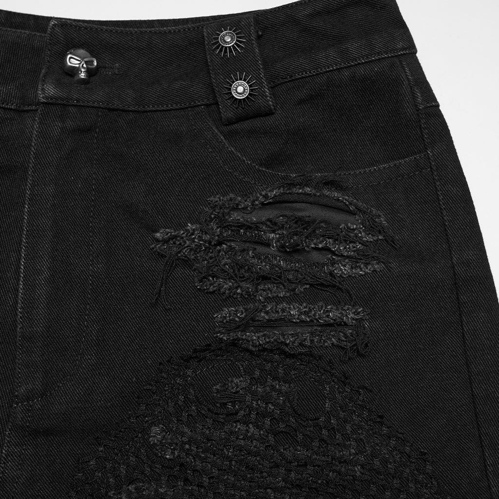 Women's Punk Tattered Shorts with detachable Leg bag - Image 8