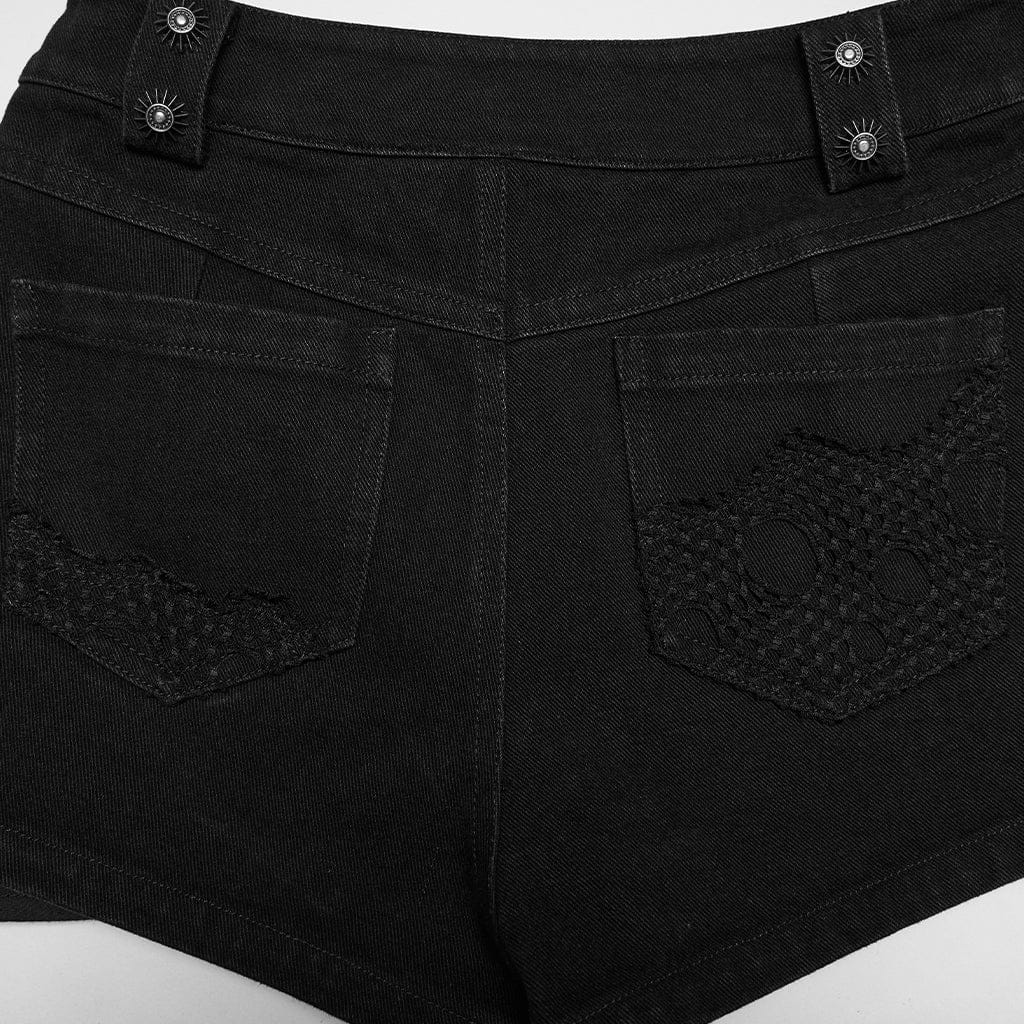 Women's Punk Tattered Shorts with detachable Leg bag - Image 9