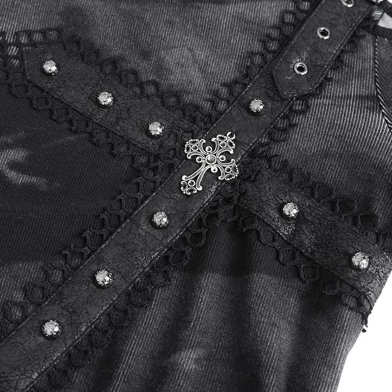 Women's Punk Tie-dyed Cutout Long Sleeved Shirt - Image 13