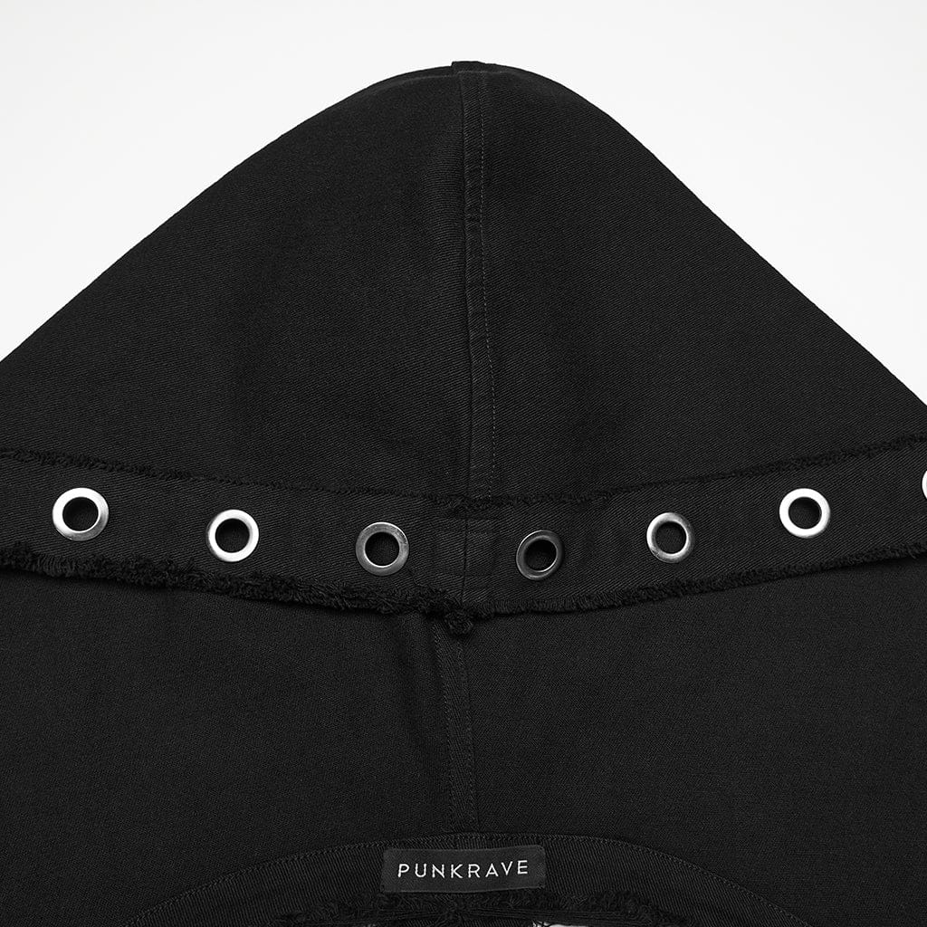 Women's Punk Unedged Zip Vest with Detachable Hood - Image 6