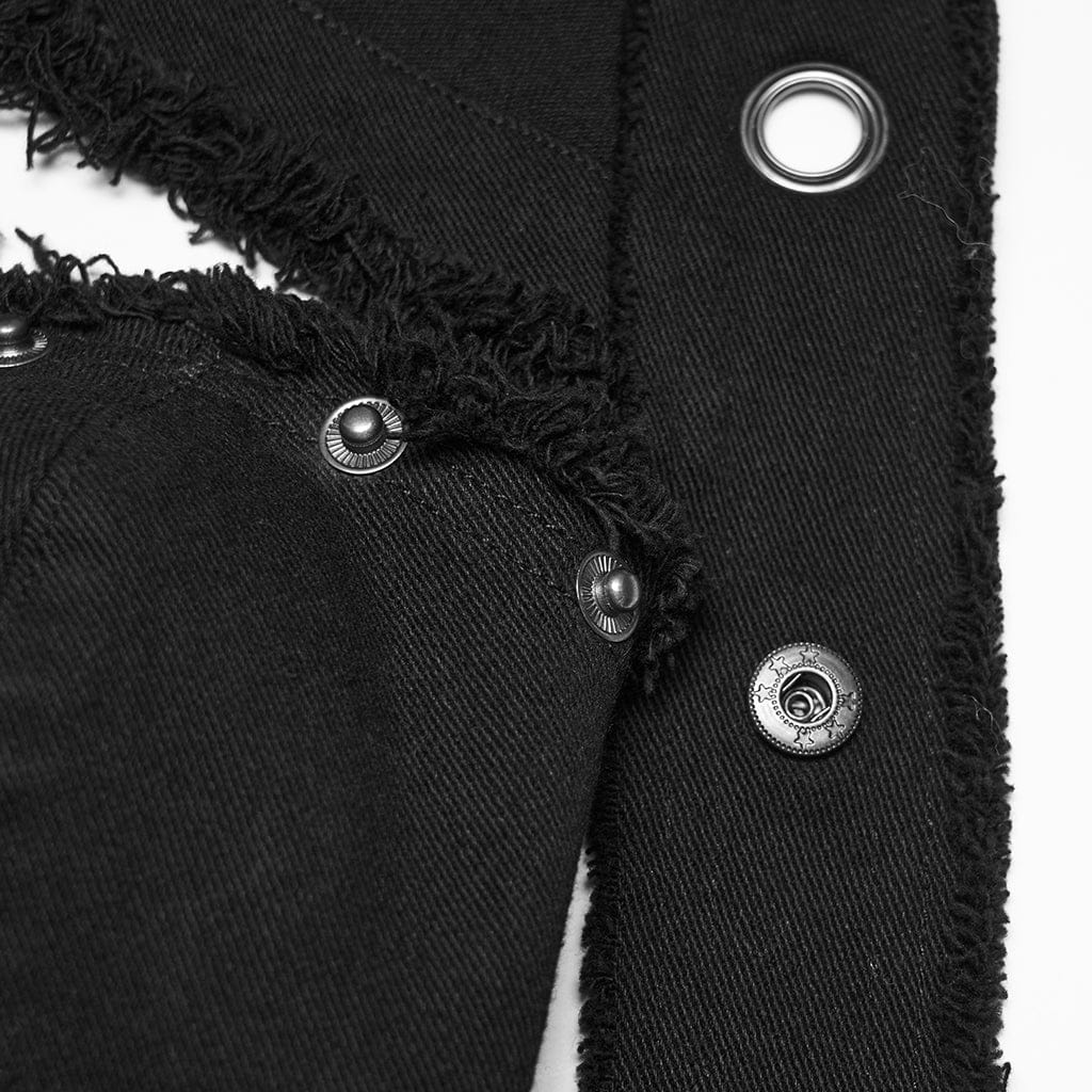 Women's Punk Unedged Zip Vest with Detachable Hood - Image 7