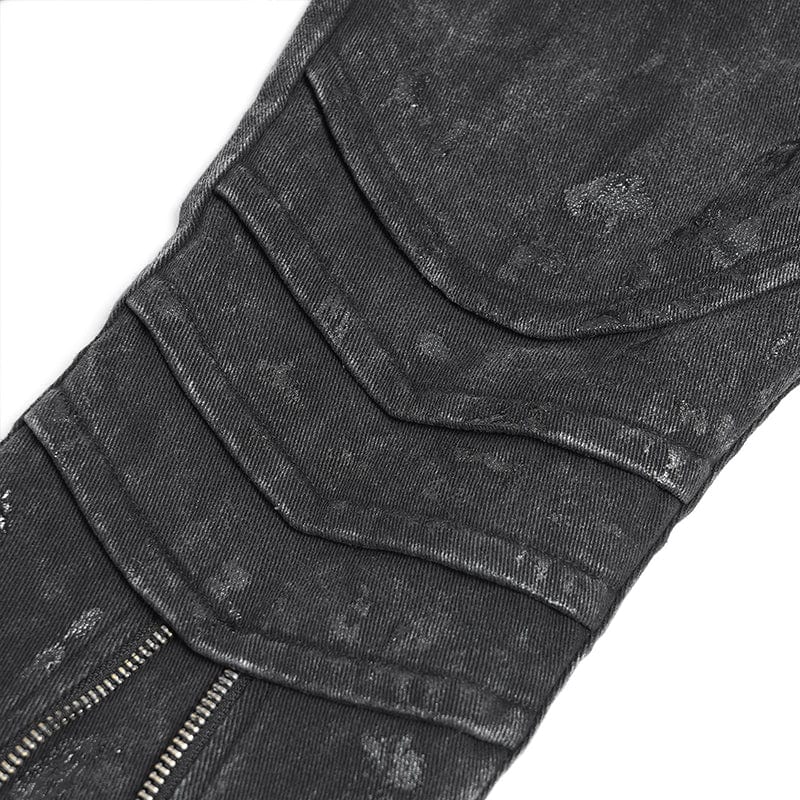 Women's Punk Zipper-accented Pleated Flared Pants - Image 12
