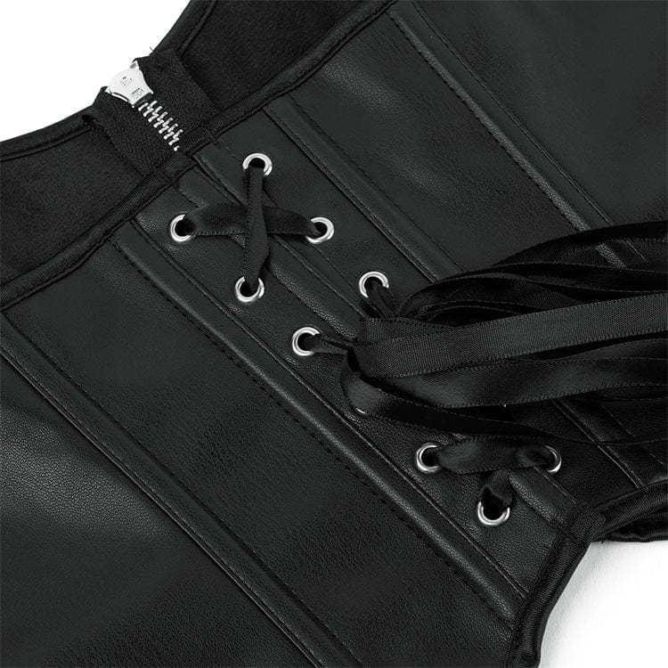 Women's Punk Zipper Halterneck Faux Leather Bustier - Image 11
