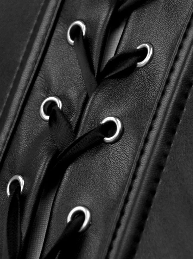 Women's Rock Steampunk Faux Leather Steel Boned Overbust Corset Vest - Image 3