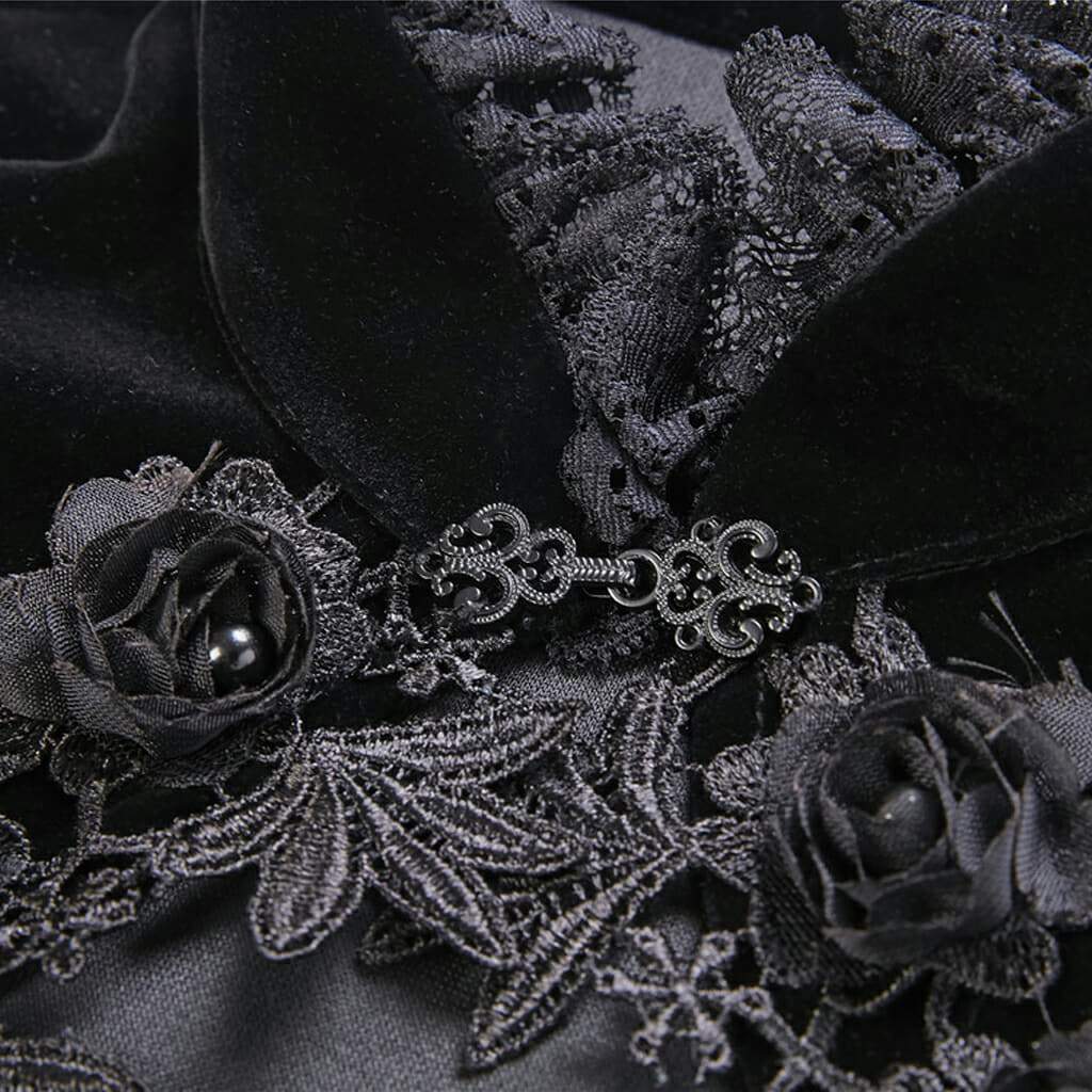 Women's Rosette Velour Goth Cape - Image 7