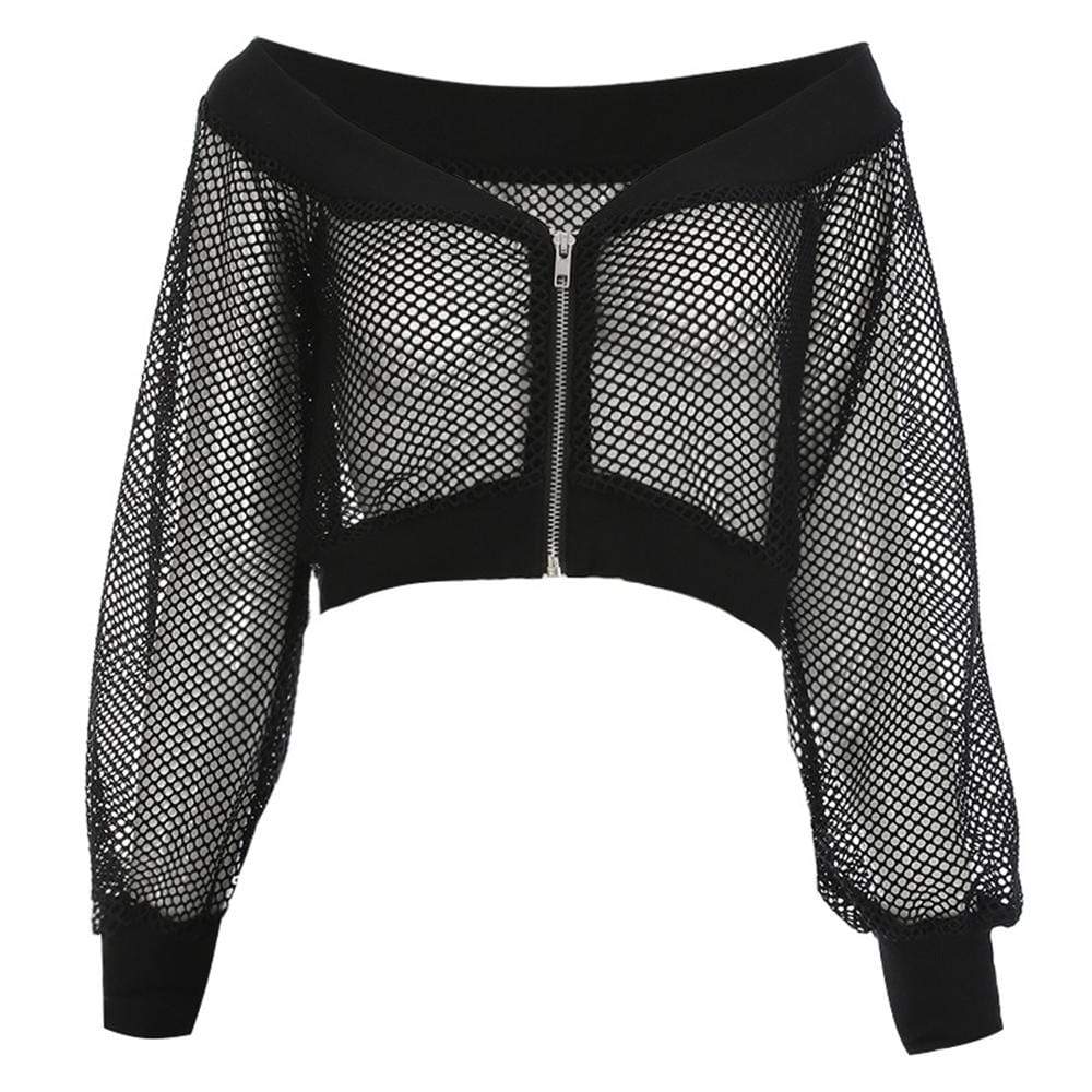 Women's Sheer Mesh Long Sleeved Jackets - Image 3