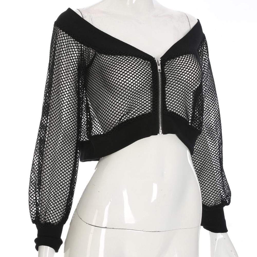 Women's Sheer Mesh Long Sleeved Jackets - Image 4