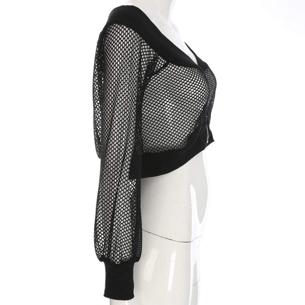 Women's Sheer Mesh Long Sleeved Jackets - Image 5