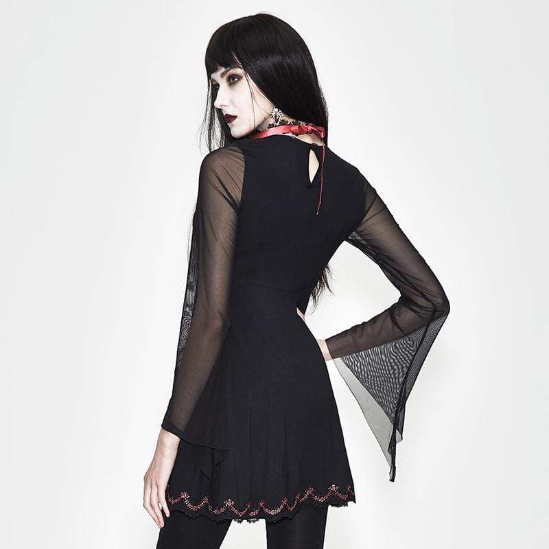 Women's Short Empire Line Black & Red Punk Dress - Image 3