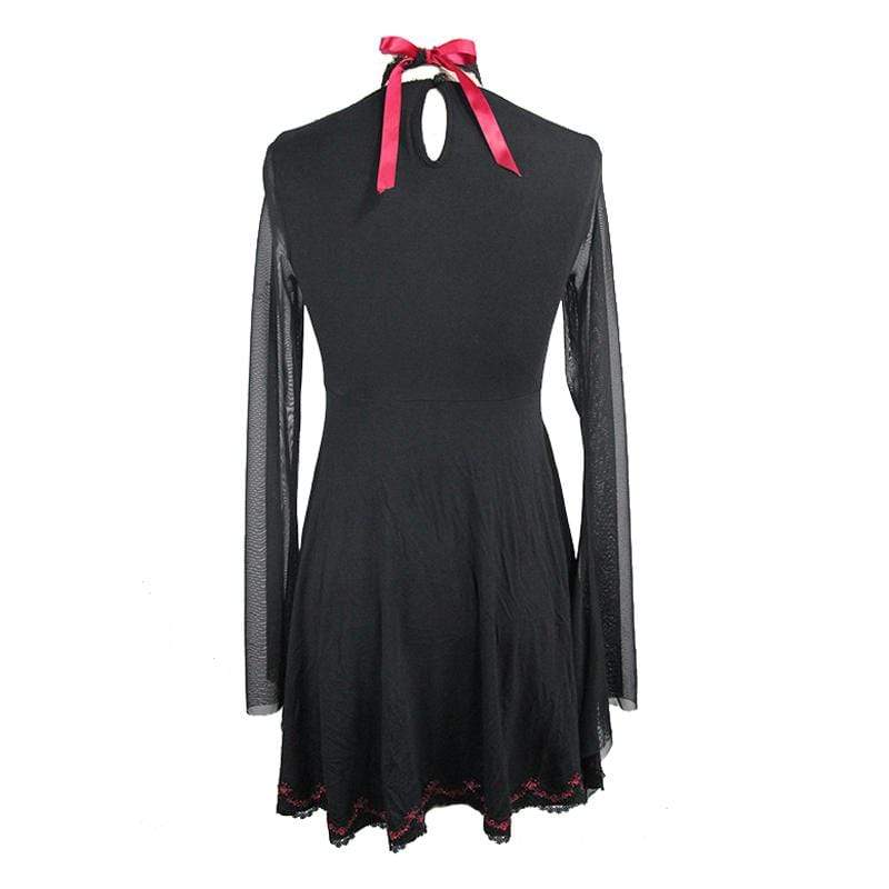 Women's Short Empire Line Black & Red Punk Dress - Image 6