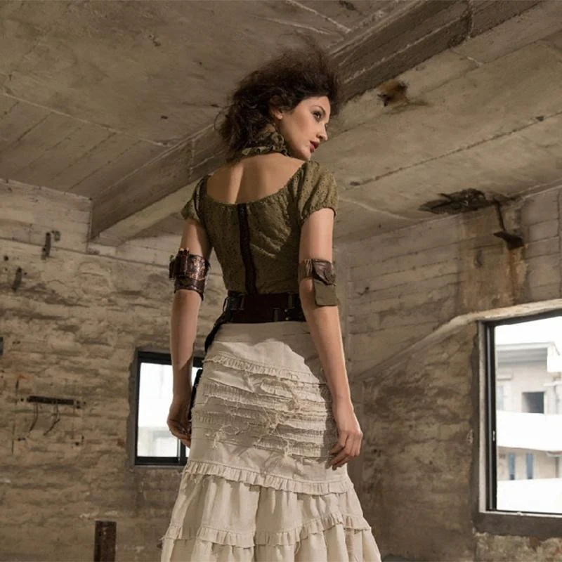 Women's Short Lace Top With Neck Collar - Image 3