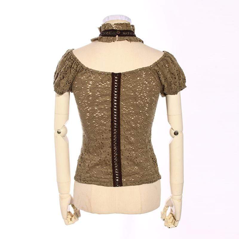 Women's Short Lace Top With Neck Collar - Image 4