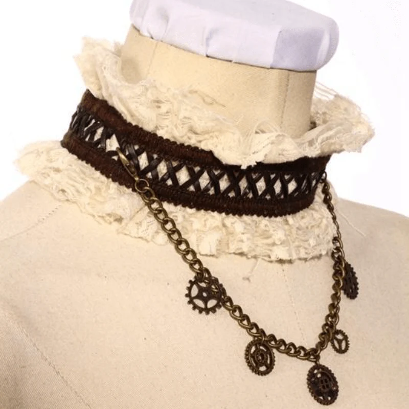Women's Short Lace Top With Neck Collar - Image 7