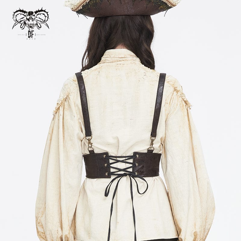 Women's Steampunk Buckle Faux Leather Underbust Corset - Image 4