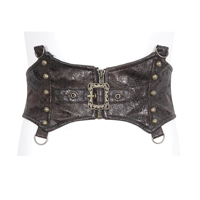 Women's Steampunk Buckle Faux Leather Underbust Corset - Image 8