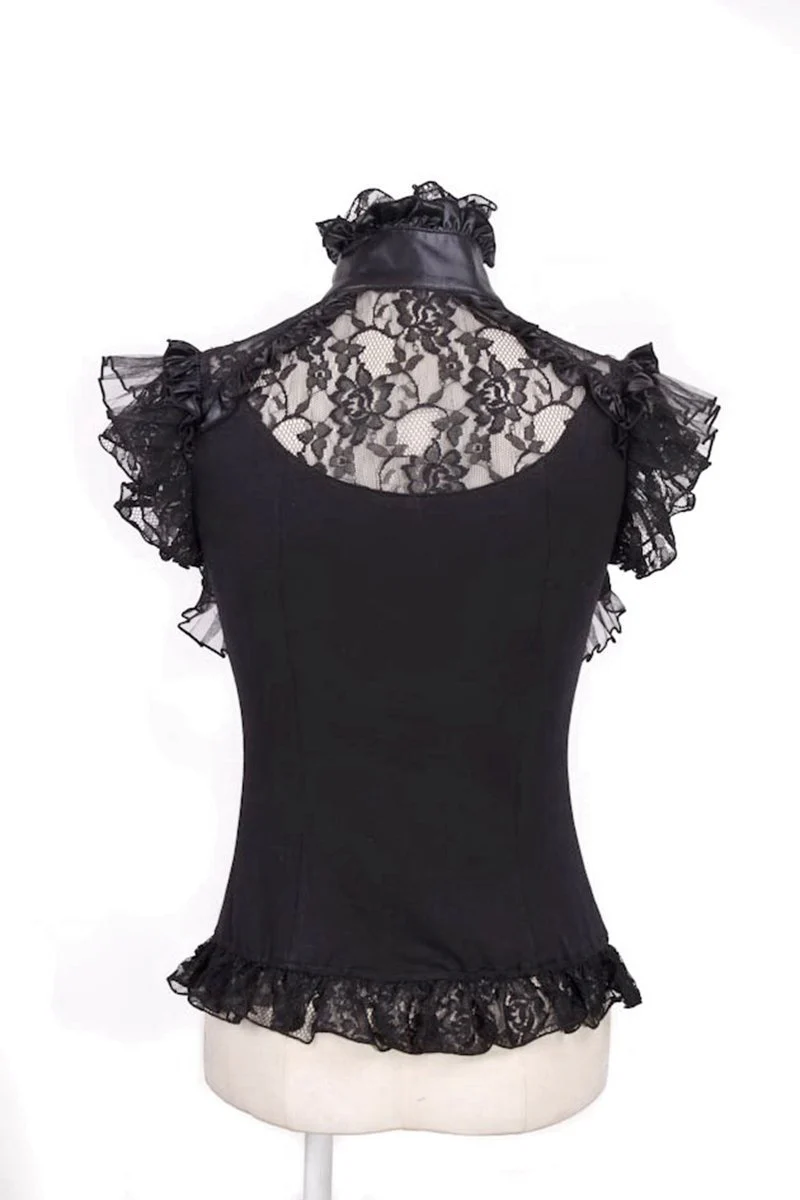 Women's Steampunk Cheongsam Collar Lace Splice Shirt - Image 3