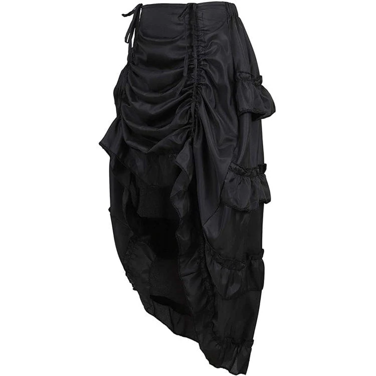 Women's Steampunk Drawstring Falbala Skirt - Image 3