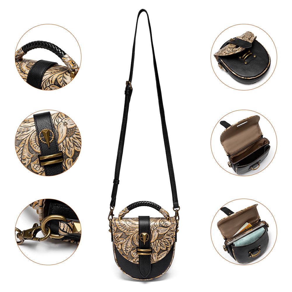 Women's Steampunk Embossed Buckle Bag - Image 5