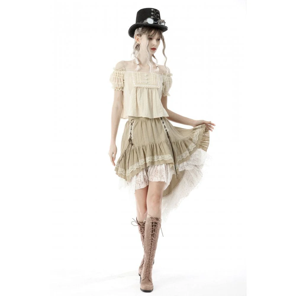 Women's Steampunk Gothic Layered Dovetail Skirt Victorian Ruffles Pirate Skirt - Image 3