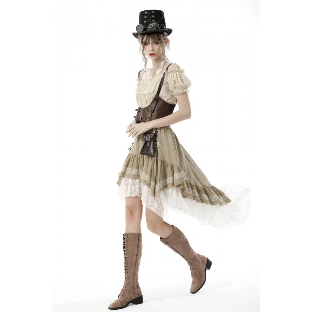 Women's Steampunk Gothic Layered Dovetail Skirt Victorian Ruffles Pirate Skirt - Image 4
