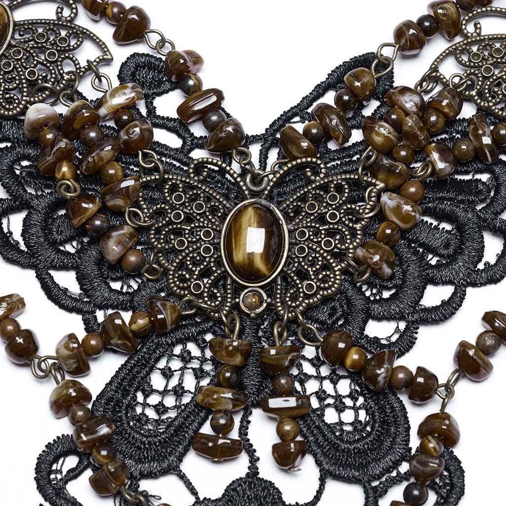 Women's Steampunk Irregular Beaded Butterfly Necklace Amber - Image 7