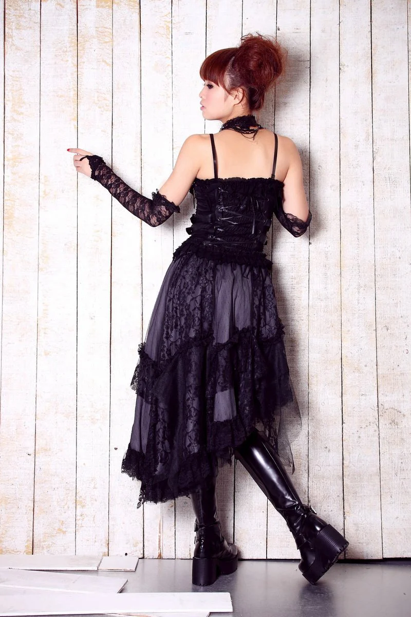 Women's Steampunk Irregular Lace Splice Layered Skirt - Image 13