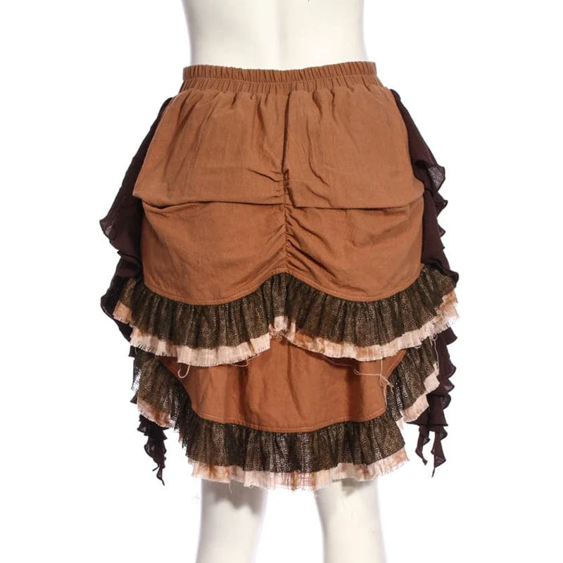 Women's Steampunk Irregular Layered Ruffled Skirt - Image 3