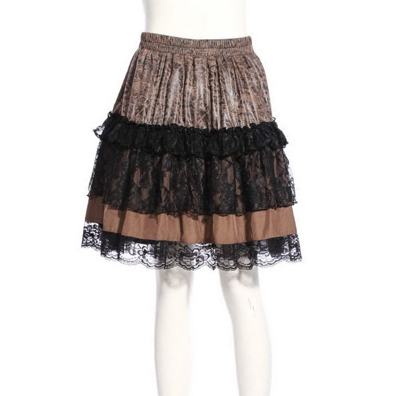 Women's Steampunk Lace Splice Layered Skirt - Image 3