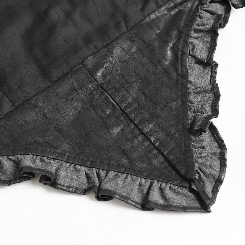 Women's Gothic Lace-up Zip Swallow-tailed Vest Black - Image 12