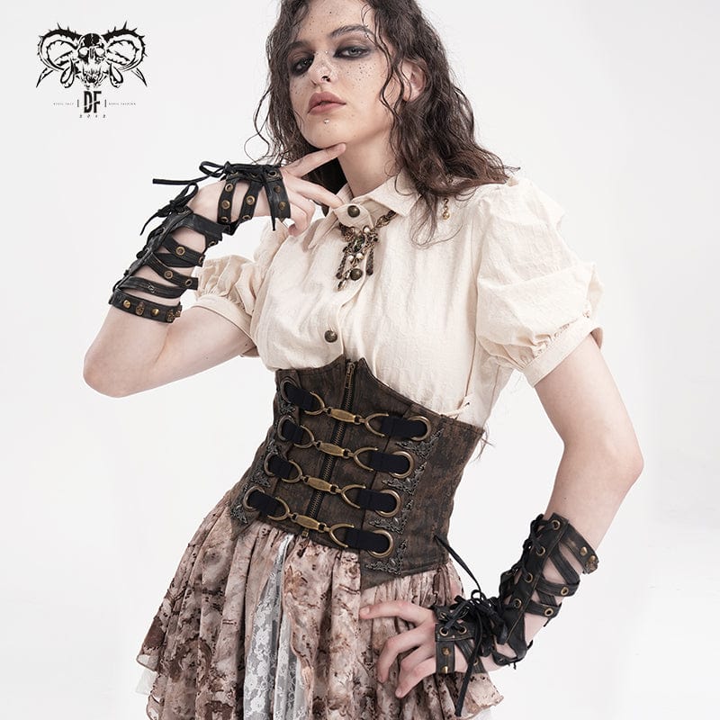 Women's Steampunk Lace-up Zip Underbust Corset - Image 5