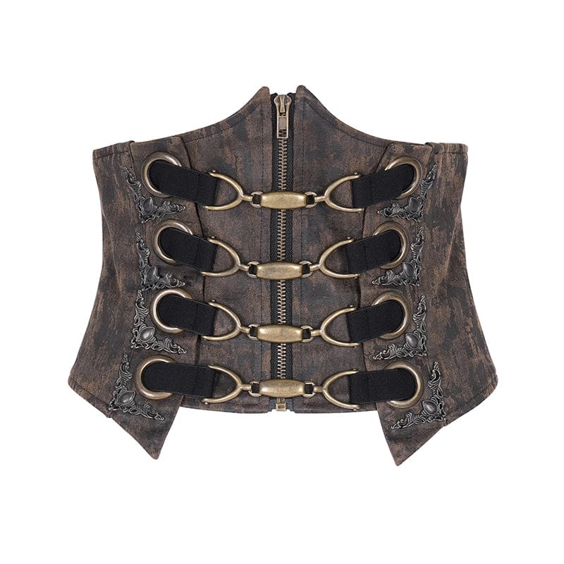 Women's Steampunk Lace-up Zip Underbust Corset - Image 6