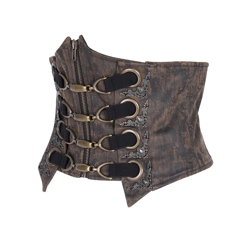 Women's Steampunk Lace-up Zip Underbust Corset - Image 7