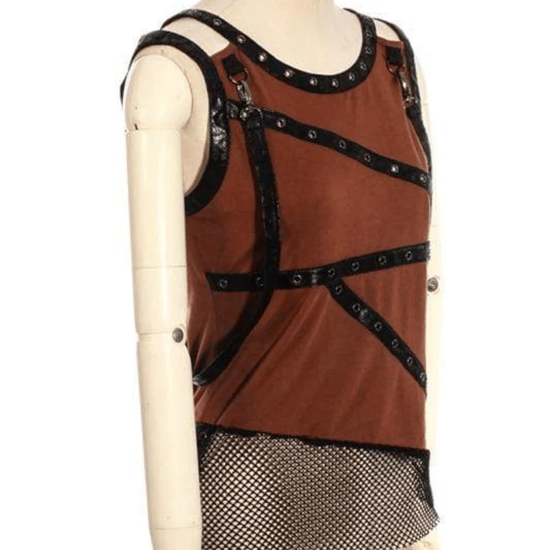 Women's SteamPunk Leather and Net Top - Image 5