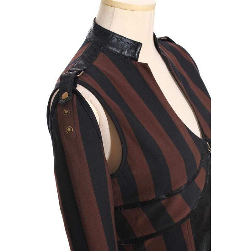 Women's Steampunk Leather Striped Vest - Image 6