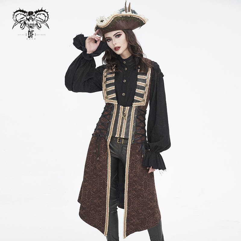 Women's Steampunk Stand Collar Puff Sleeved Shirt - Image 6
