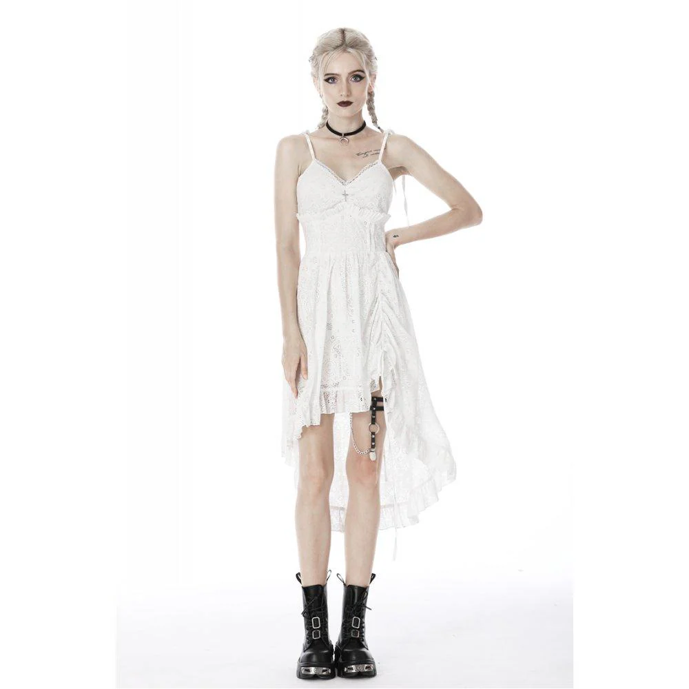 Women's Steampunk White Cocktail Floral Lace Slip Dresses - Image 3