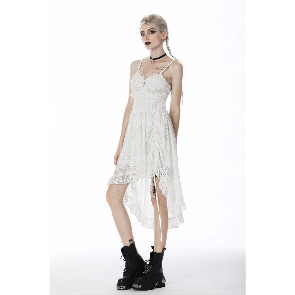 Women's Steampunk White Cocktail Floral Lace Slip Dresses - Image 5