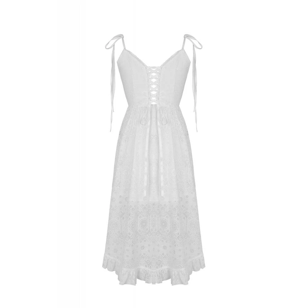 Women's Steampunk White Cocktail Floral Lace Slip Dresses - Image 8