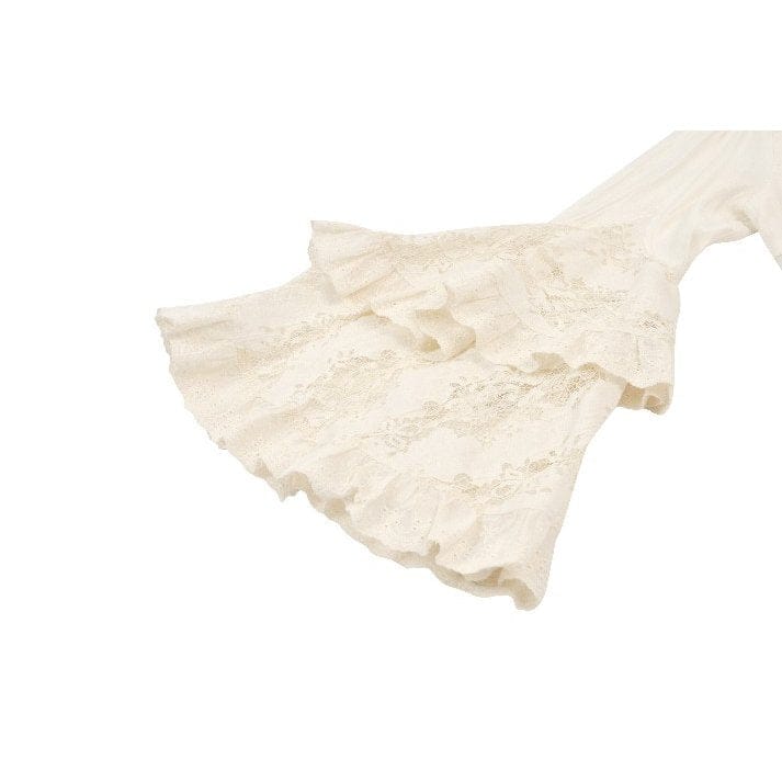 Women's Stempunk Lace-up Layered Flared Sleeved Shirt - Image 15