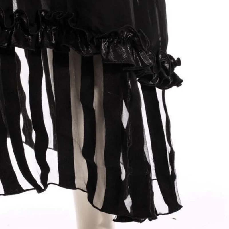 Women's Tiered Faux Leather and Net Steampunk Skirt - Image 8