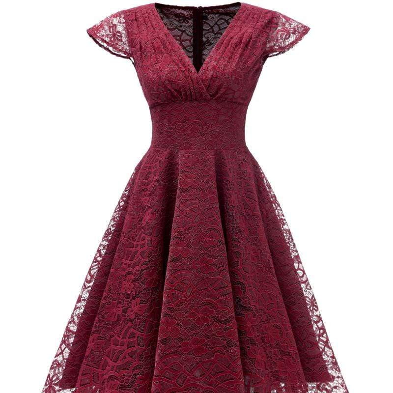 Women's V-neck Lace Party Dresses - Image 4