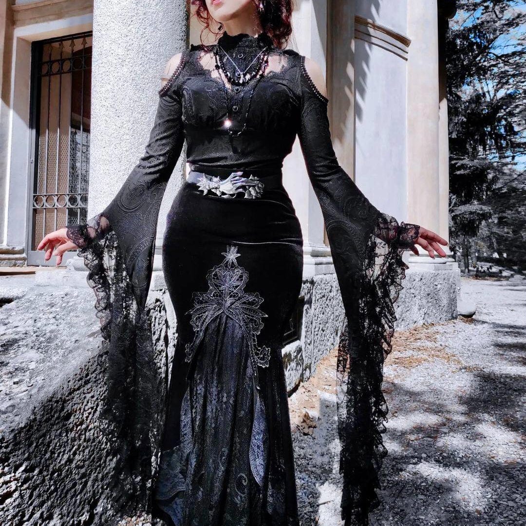 Women's Velour and Lace Goth mermaid Skirt - Image 4